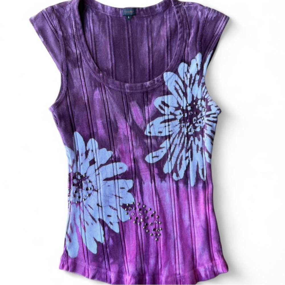 Unique Purple Tie-Dye Studded Top